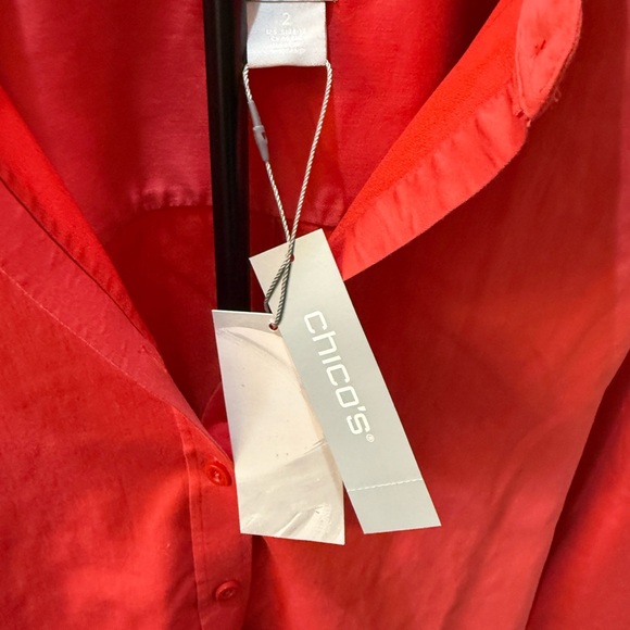 Chico's Bold coral red Button-Down Shirt - Picture 4 of 5